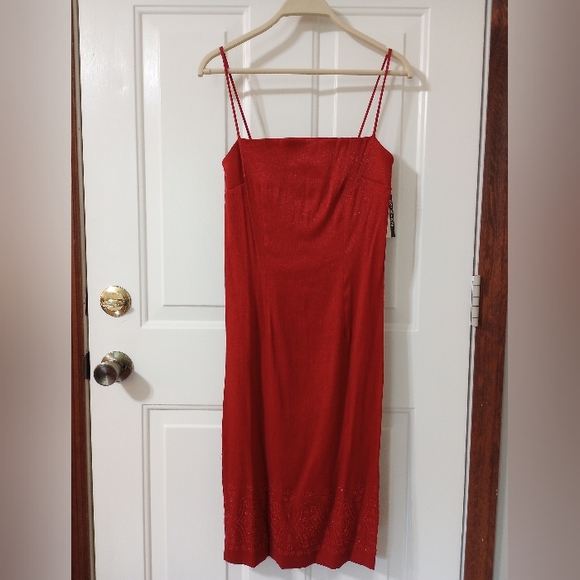 NWT Red Rampage Women's Cocktail Dress with Side Slits and Sequin Hem | Size 7 - Picture 1 of 14